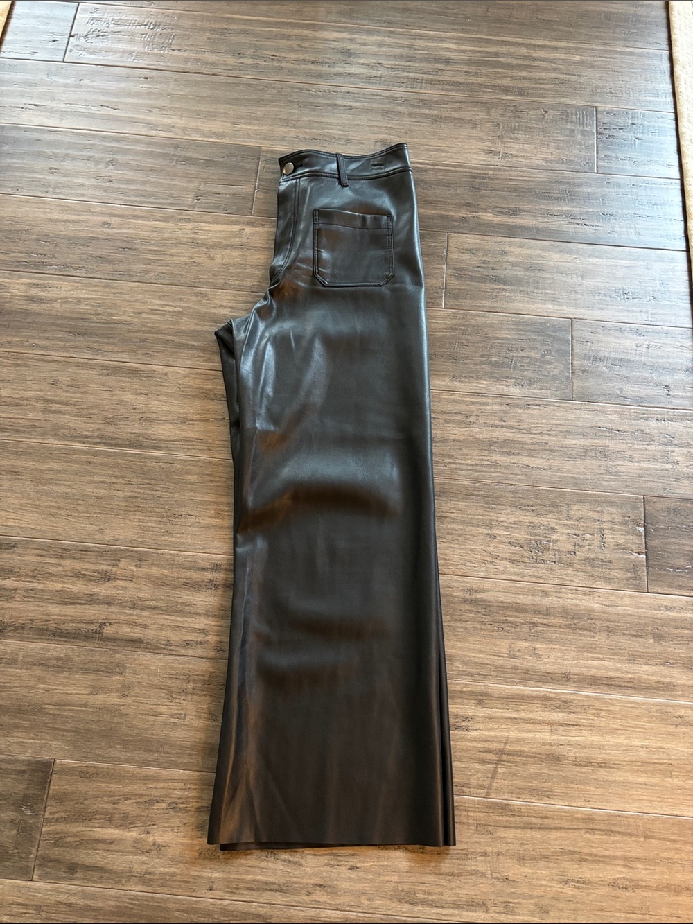 Zara Faux Leather Black Wide Leg Pants